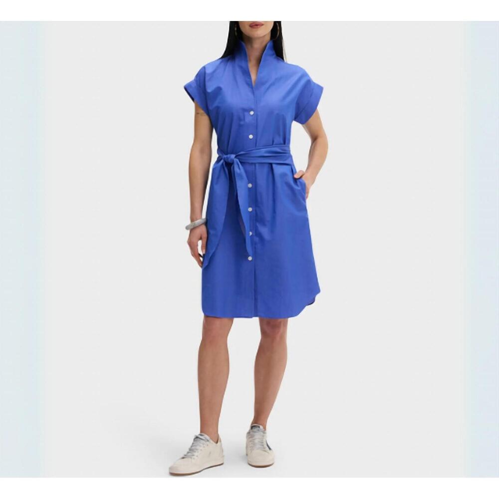 NEW SARAH ALEXANDRA cap sleeve collared mini dress in blue lagoon